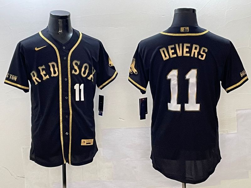 Men Boston Red Sox #11 Devers Black Gold three generations Elite 2025 Nike MLB Jersey style 5